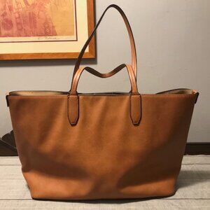 Faux Leather Tote Tote Bag  Brown/Orange